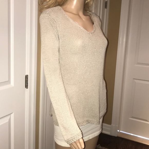 J. Jill Sweaters - J. Jill Beige Cotton Knit V Neck Sweater